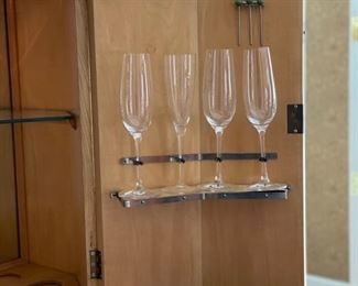 Art Deco Bar Cabinet with burl wood veneer paneling. Measures 43" W x 21" D x 66" H. Photo 7 of 7.