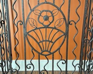 Radiator Console signed by Roque. Wrought Iron: 31"W x 12" D x 39: H. Absolute Black Granite Top. 3/4" Thick. Photo 4 of 5.