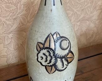 Ceramic vase stamped by artist. Photo 1 of 2.