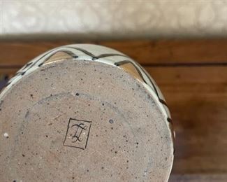 Ceramic vase stamped by artist. Photo 2 of 2.
