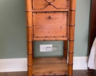 Marble Pine & Faux Bamboo side table. Measures 14" W x 14" D x 30" H. Photo 1 of 3.