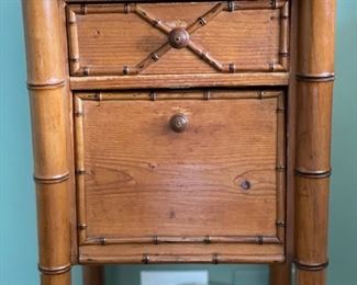 Marble Pine & Faux Bamboo side table. Measures 14" W x 14" D x 30" H. Photo 2 of 3.