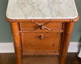 Marble Pine & Faux Bamboo side table. Measures 14" W x 14" D x 30" H.Photo 3 of 3.