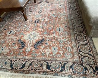 Antique Persian Heriz Rug. Measures 8' W x 10' 6". Photo 1 of 4.