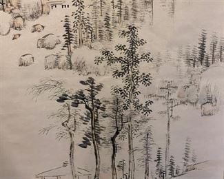Antique Japanese hanging scroll by Chikuto. "Autumn Landscape." Photo 2 of 3.