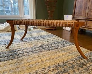 Formations Sabre Leg Bench with woven mesh top. Measures 42" W x 18" D x 18" H. Photo 1 of 3.