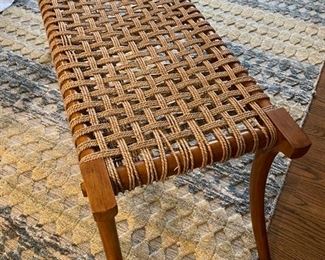 Formations Sabre Leg Bench with woven mesh top. Measures 42" W x 18" D x 18" H. Photo 2 of 3.
