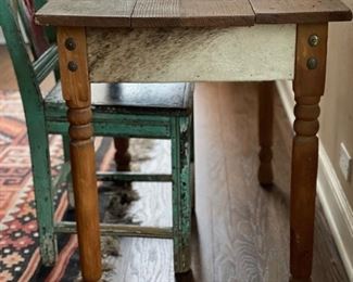 Desk with hair-on-hide paneled apron. Measures 35.5" W x 23.25" D x 28.5". Photo 2 of 6.