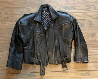 Vintage child's XL leather moto jacket. Photo 1 of 2.