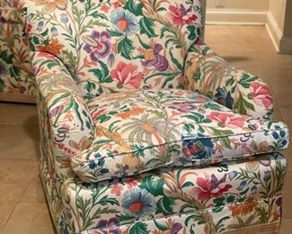 Pair of floral upholstered club chairs. Photo 1 of 5.