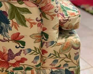 Pair of floral upholstered club chairs. Photo 3 of 5.