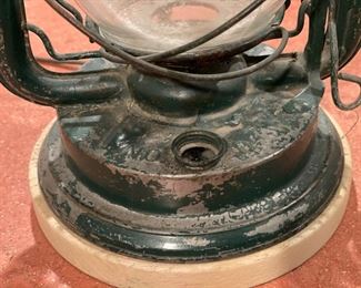 Antique lantern fashioned into a lamp. Photo 3 of 4.