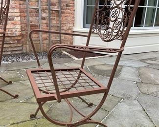 Woodard Wrought Iron Table with Glass Top and set of 6 Chairs. Photo 3 of 5.