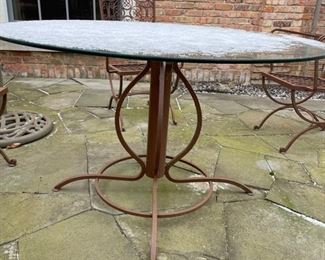 Woodard Wrought Iron Table with Glass Top and set of 6 Chairs. Photo 5 of 5.
