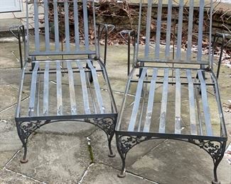 Pair of Wrought Iron Chaise Loungers. Photo 1 of 2.