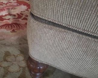 Set of two tufted back chenille upholstered club chairs & ottoman. Photo 2 of 4.