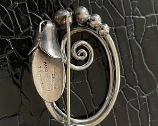 George Jensen Sterling Silver Pin and Earring set. Photo 2 of 2.