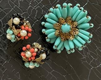 Miriam Haskell Earring and Pin Set. Photo 1 of 2.