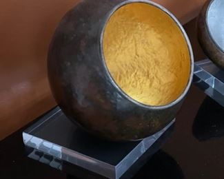 Collection of Silver & Gold lined decorative orbs. Photo 3 of 5.