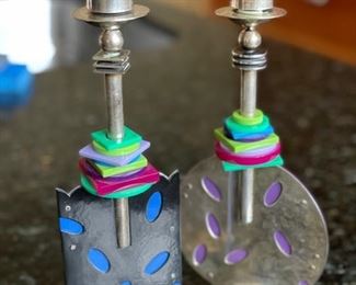 Modern Sterling Silver candle holders. Photo 2 of 2.