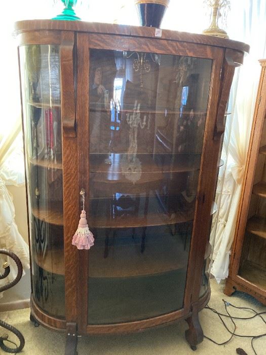 . . . love this curved glass oak china cabinet circa early 1900's