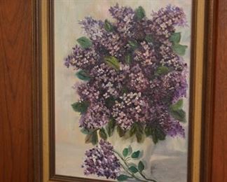 OIL PAINTING OF PURPLE FLOWERS 