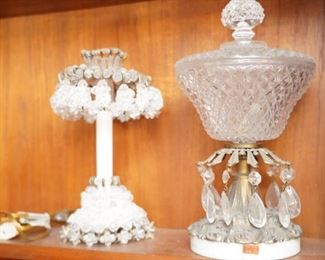 ANTIQUE LAMP AND CANDY BOWL 