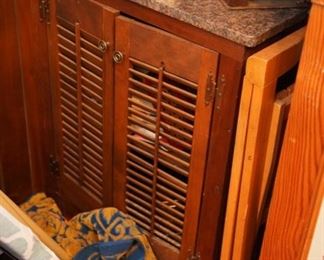 ANTIQUE MARBLE TOP SIDE CABINET 
