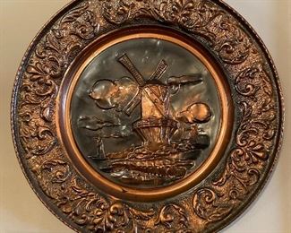 large metal wall plaque; copper
