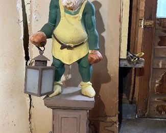 Rare cast iron leprechaun yard ornament with working lantern