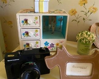 Camera and decorative accessories.