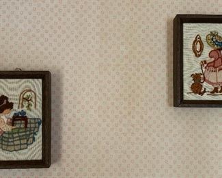 Pair of framed needlework.