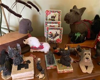 Large selection of Scottie items - coasters, door stops, etc.