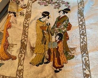 Asian prints on fabric.