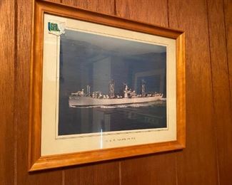 Framed photo of submarine.