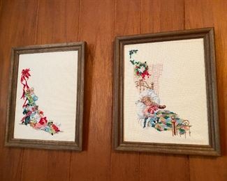 Framed needlework.