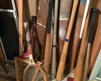 Baseballs and tennis racquets.