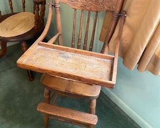 Vintage wooden high chair.