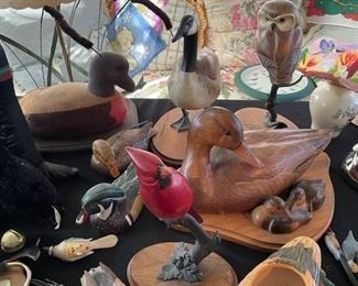 Carved wooden ducks.