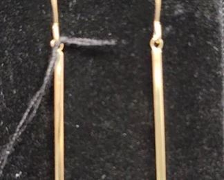 14K Gold Polished Stick Dangle Earrings