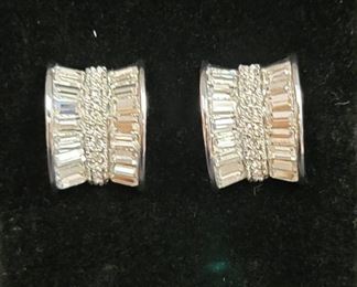 Nolan Miller Explosive Hoop Earrings with Baguette White Crystals