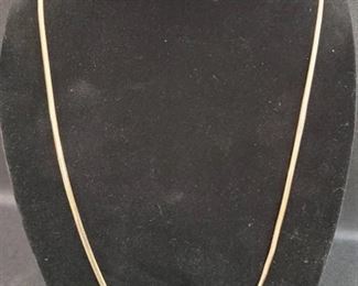 Margherita Rope Snake Chain Gold Plated Sterling Silver 36" Claw Clasps and Adjustable Charm with Bead