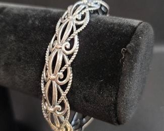 Carolyn Pollack Sterling Silver/Brass Scroll Design Enhancer Bracelet