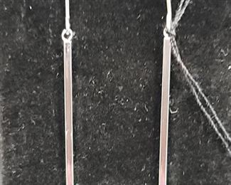 14K Gold Polished Stick Dangle Earrings