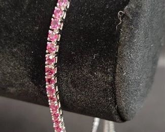 Gemstone Sterling Silver Adjustable Tennis Bracelet 2.65cttw Rhodolite