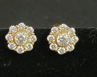 Judith Ripka Sterling Silver 118 Facet Diamonique Stud Clip-on Earrings