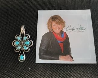 Carolyn Pollack Sleeping Beauty Turquoise Sterling Silver Pendant Marked 925