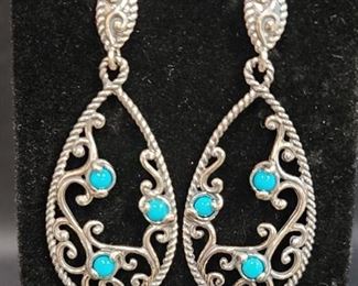 Carolyn Pollack Sterling Silver 925 Turquoise Earrings
