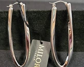 Oro Nuovo 2.5" Elongated Twist Hoop Earrings 14K