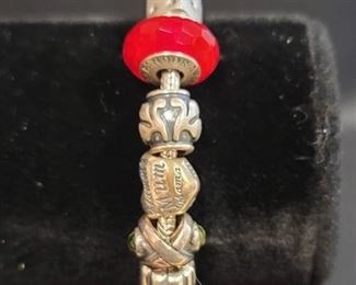 Pandora Moments Barrel Clasp Snake Chain Bracelet Sterling Silver with Charms